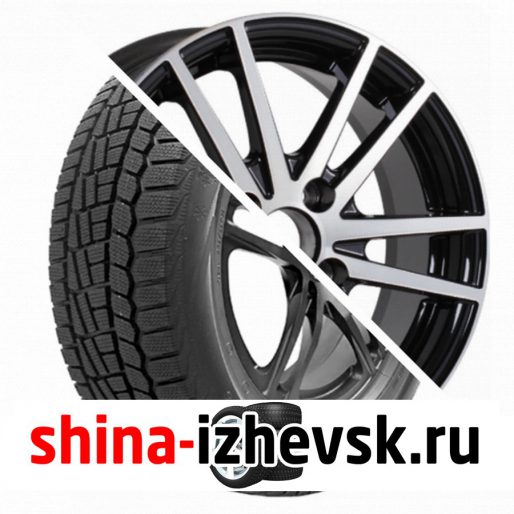 Колесо в сборе Viatti Brina зима (V-521) 185/60 R14 T 82 + Tech Line 435 5.5xR14 4×98 ET35 DIA58.6 Глянцевый черный с полированной лицевой частью в Ижевске